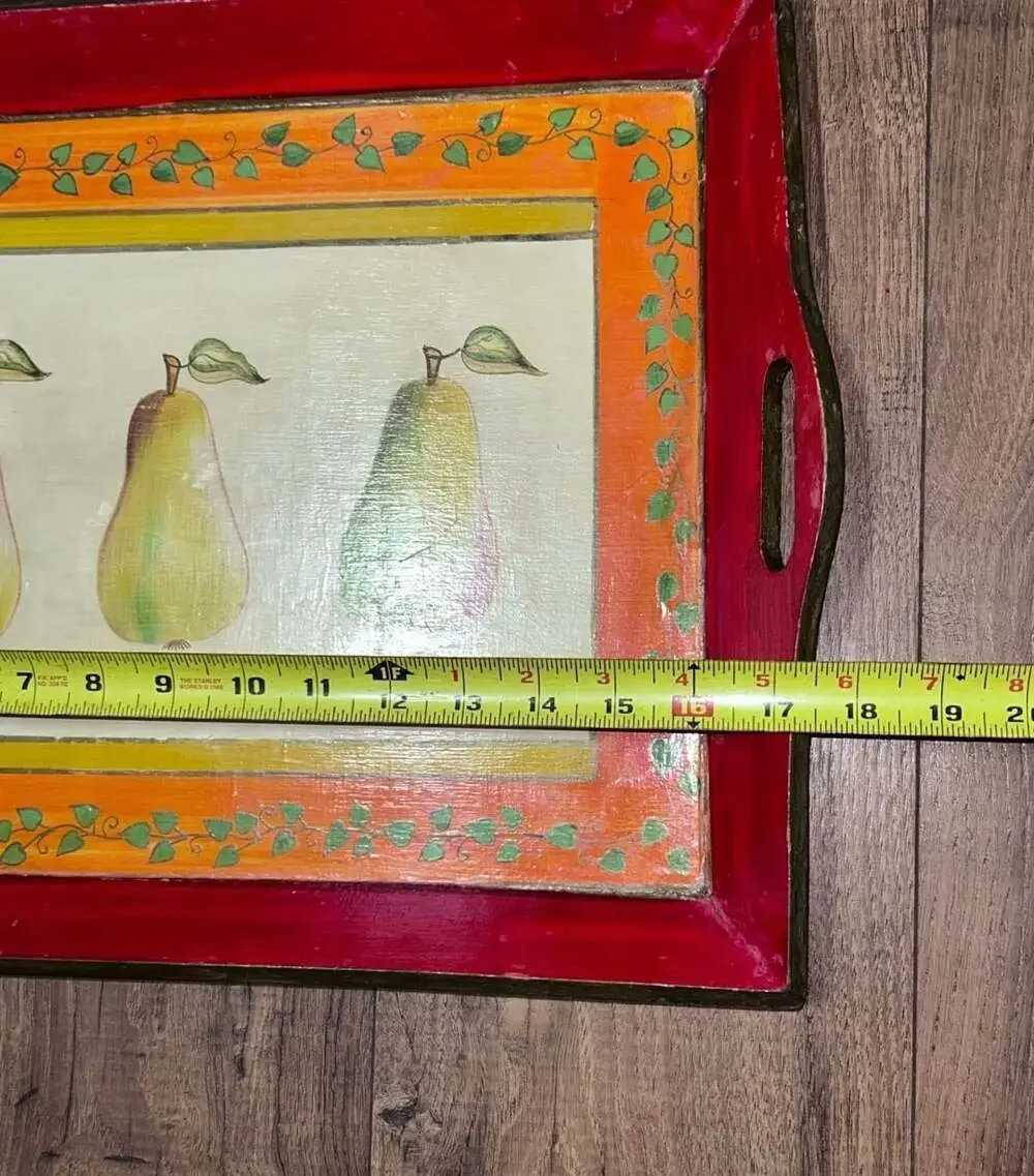 Foreside Hand Painted Pear Serving Tray